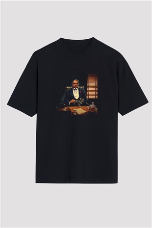 Marlon Brando Baskılı Unisex Siyah Oversize Tişört