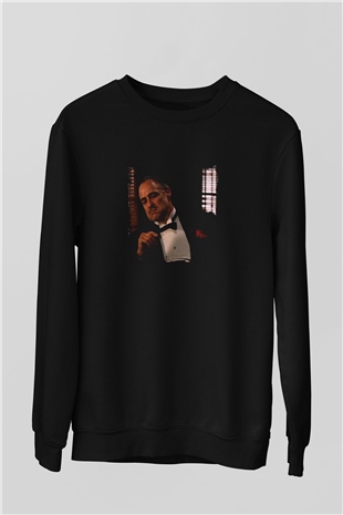 Marlon Brando Baskılı Unisex Siyah Sweatshirt