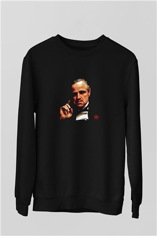 Marlon Brando Baskılı Unisex Siyah Sweatshirt