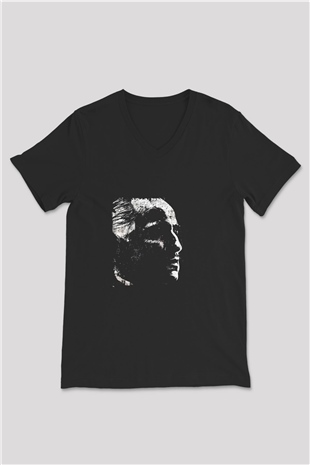 Marlon Brando Baskılı Unisex Siyah V Yaka Tişört