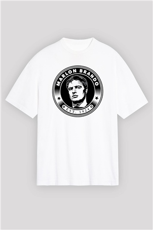 Marlon Brando Beyaz Unisex Oversize Tişört T-Shirt
