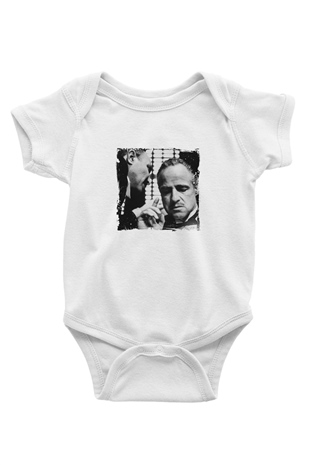 Marlon Brando Unisex Baskılı Beyaz Bebek Body - Zıbın