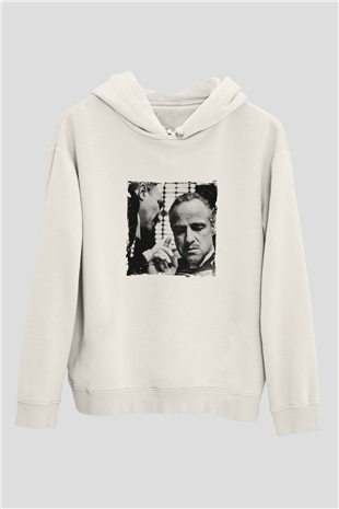 Marlon Brando Unisex Baskılı Beyaz Kapüşonlu Sweatshirt