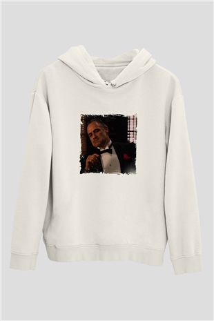 Marlon Brando Unisex Baskılı Beyaz Kapüşonlu Sweatshirt