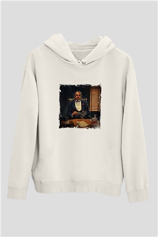Marlon Brando Unisex Baskılı Beyaz Kapüşonlu Sweatshirt