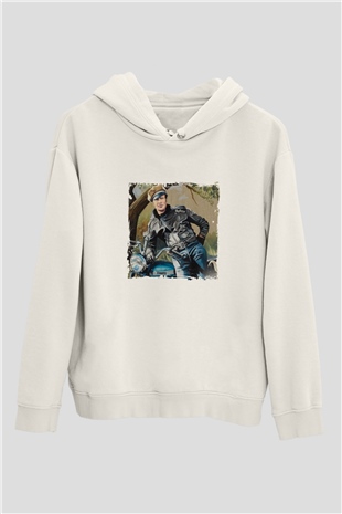 Marlon Brando Unisex Baskılı Beyaz Kapüşonlu Sweatshirt