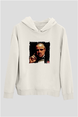Marlon Brando Unisex Baskılı Beyaz Kapüşonlu Sweatshirt