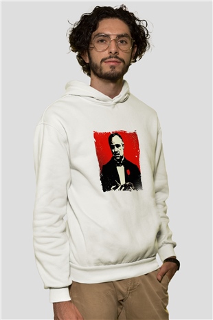 Marlon Brando Unisex Baskılı Beyaz Kapüşonlu Sweatshirt