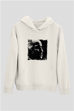 Marlon Brando Unisex Baskılı Beyaz Kapüşonlu Sweatshirt