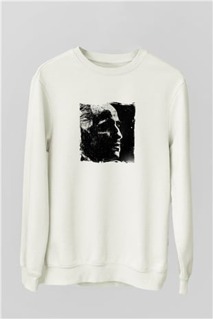 Marlon Brando Unisex Baskılı Beyaz Sweatshirt