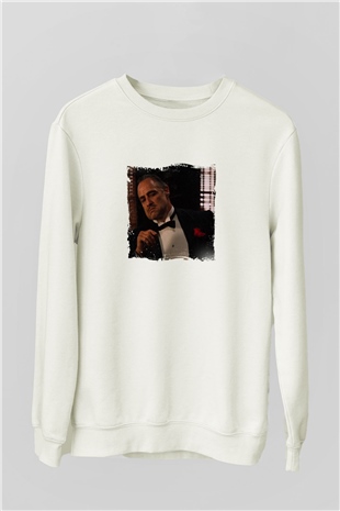 Marlon Brando Unisex Baskılı Beyaz Sweatshirt