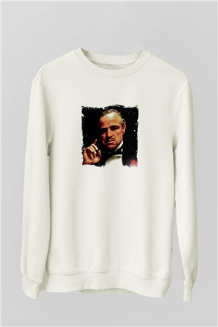 Marlon Brando Unisex Baskılı Beyaz Sweatshirt