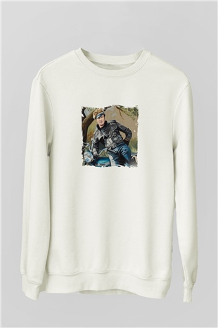 Marlon Brando Unisex Baskılı Beyaz Sweatshirt