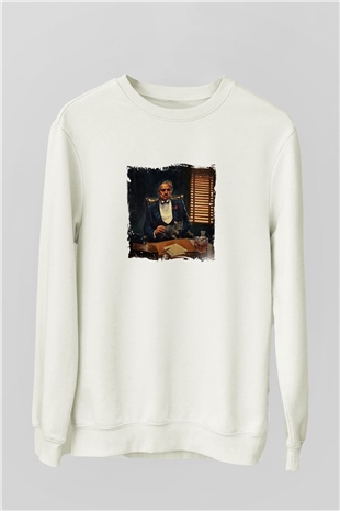 Marlon Brando Unisex Baskılı Beyaz Sweatshirt