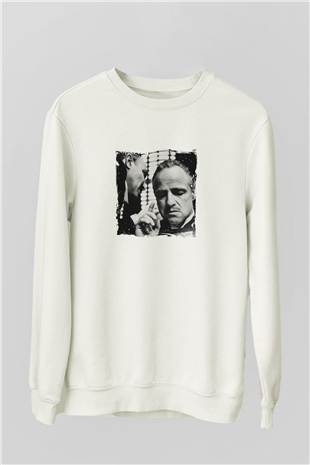 Marlon Brando Unisex Baskılı Beyaz Sweatshirt