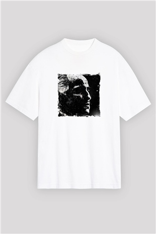 Marlon Brando Oversize Baskılı Beyaz Tişört