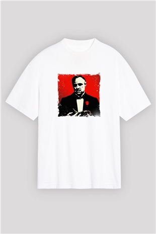 Marlon Brando Oversize Baskılı Beyaz Tişört
