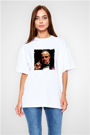 Marlon Brando Oversize Baskılı Beyaz Tişört