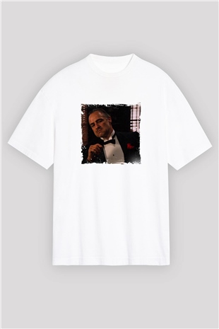 Marlon Brando Oversize Baskılı Beyaz Tişört