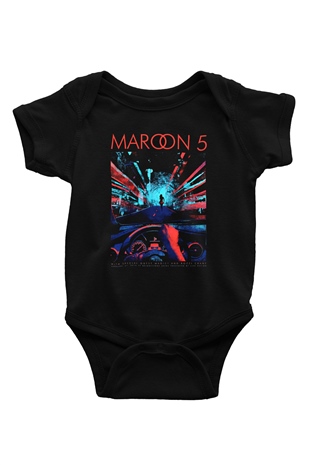 Maroon 5 Baskılı Siyah Bebek Body - Zıbın