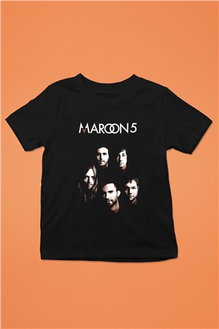 Maroon 5 Baskılı Siyah Unisex Çocuk Tişört