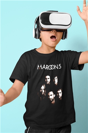 Maroon 5 Baskılı Siyah Unisex Çocuk Tişört