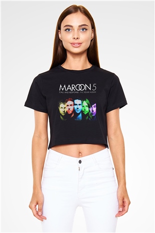 Maroon 5 Siyah Crop Top Tişört