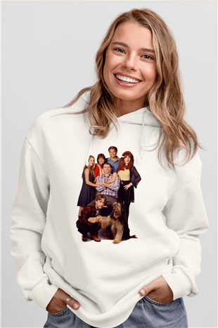 Married with Children Beyaz Unisex Kapşonlu Sweatshirt