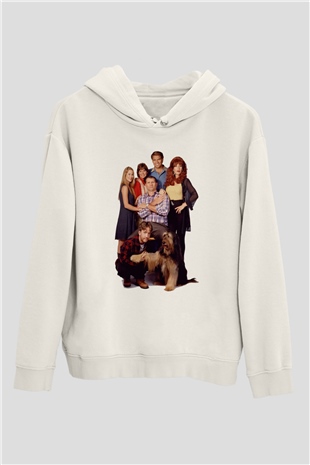 Married with Children Beyaz Unisex Kapşonlu Sweatshirt
