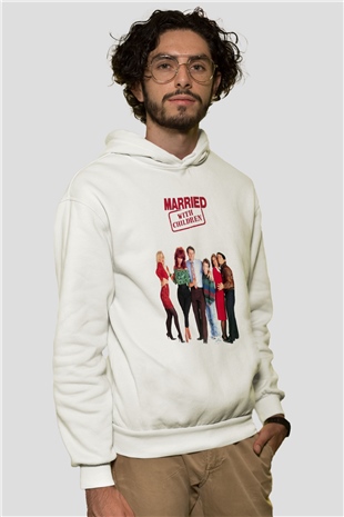 Married with Children Beyaz Unisex Kapşonlu Sweatshirt