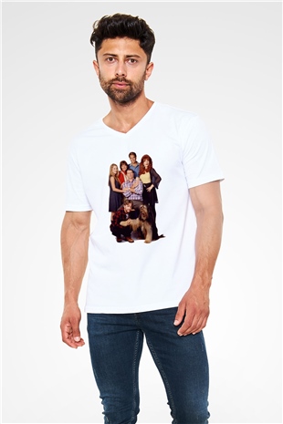 Married with Children Beyaz Unisex V Yaka Tişört T-Shirt