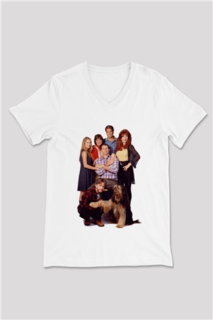 Married with Children Beyaz Unisex V Yaka Tişört T-Shirt