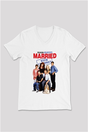 Married with Children Beyaz Unisex V Yaka Tişört