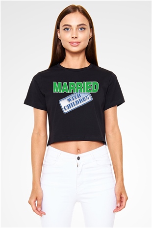 Married with Children Siyah Crop Top Tişört