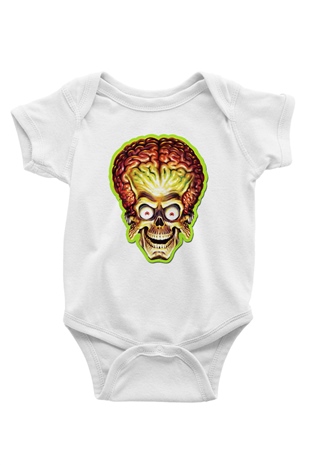 Mars Attacks Baskılı Beyaz Unisex Bebek Body - Zıbın