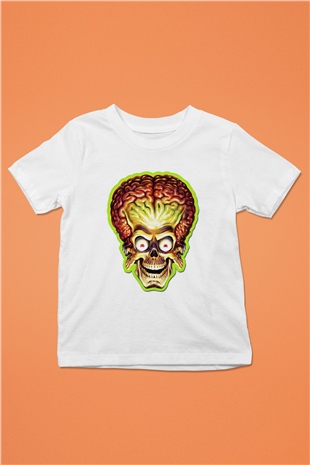 Mars Attacks Baskılı Beyaz Unisex Çocuk Tişört