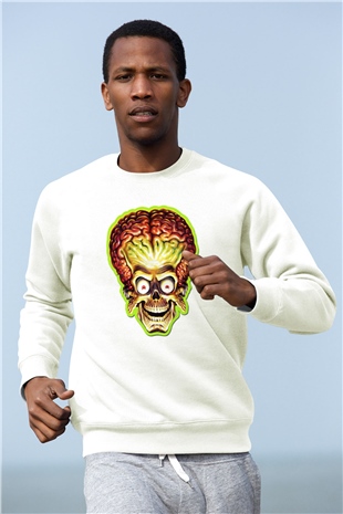 Mars Attacks Beyaz Unisex Sweatshirt
