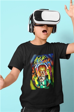 Mars Attacks Siyah Unisex  Çocuk Tişört