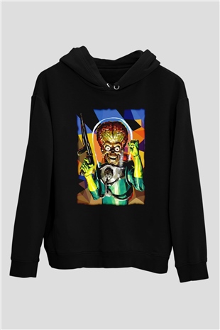 Mars Attacks Siyah Unisex Hoodie