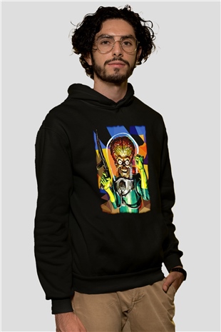 Mars Attacks Siyah Unisex Hoodie