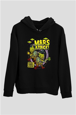 Mars Attacks Siyah Unisex Hoodie