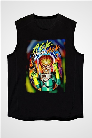 Mars Attacks Siyah Unisex  Kolsuz Tişört