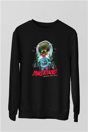 Mars Attacks Siyah Unisex Sweatshirt