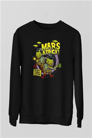 Mars Attacks Siyah Unisex  Sweatshirt