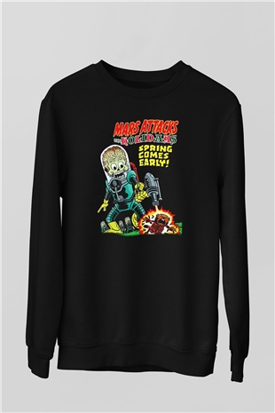 Mars Attacks Siyah Unisex Sweatshirt