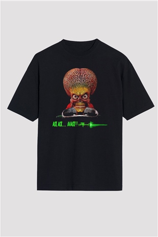 Mars Attacks Siyah Oversize Tişört
