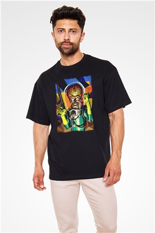 Mars Attacks Siyah Oversize Tişört