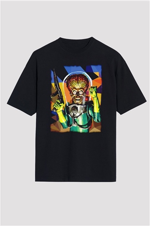 Mars Attacks Siyah Oversize Tişört
