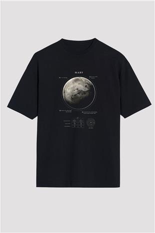 Mars Fiziksel Özellikleri Baskılı Unisex Oversize Tişört - Tshirt