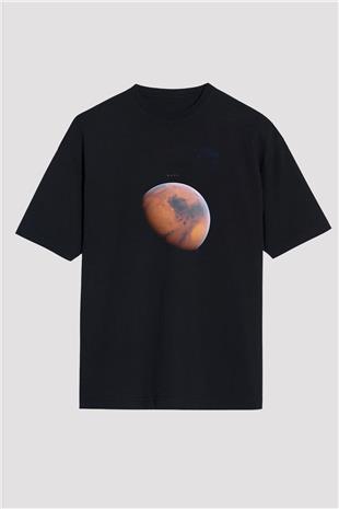 Mars Fotoğraf Baskılı Unisex Oversize Tişört - Tshirt